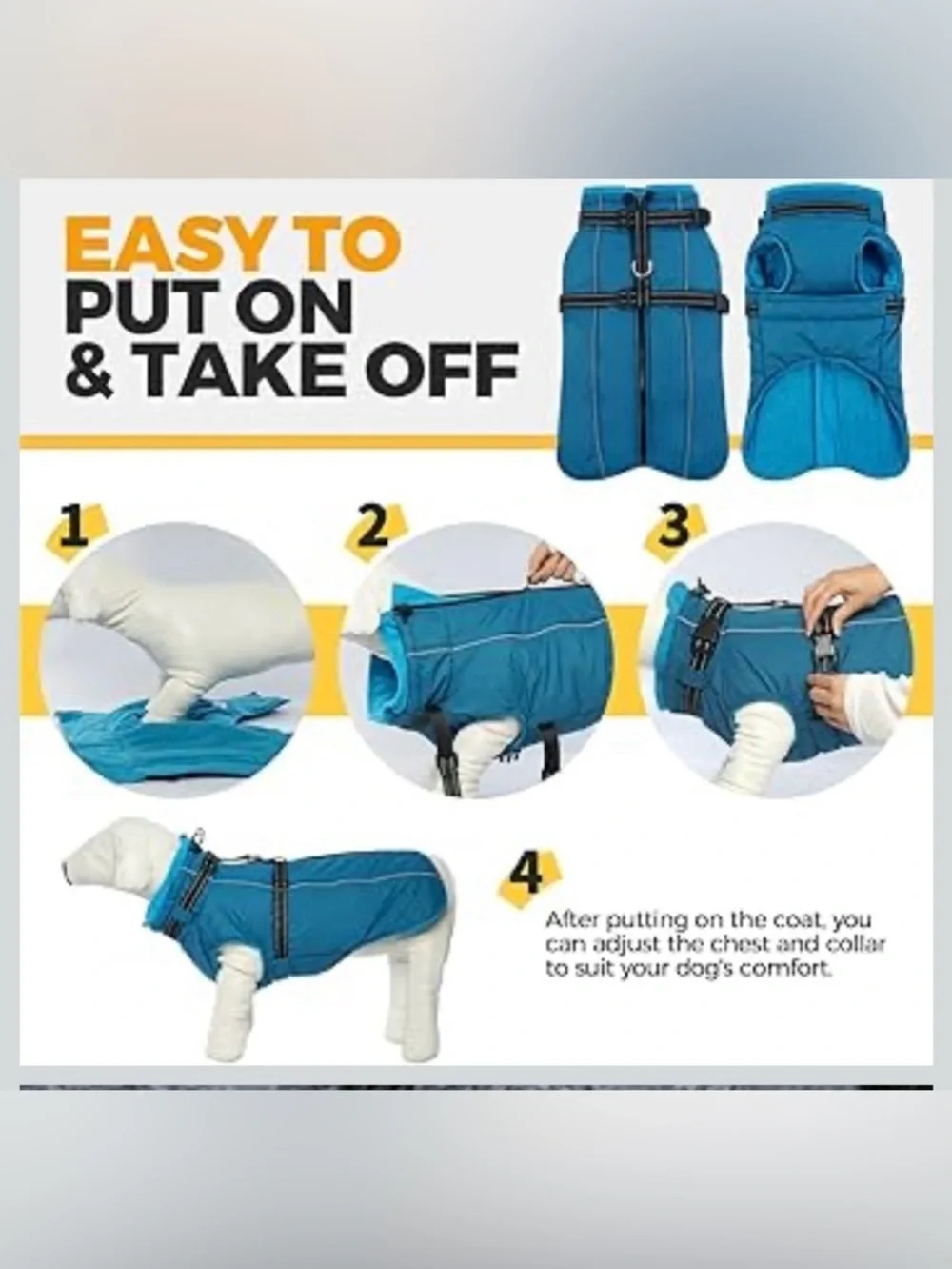 Lelepet Water/Windproof Dog Jacket With Reflective Harness Built In L 967/9